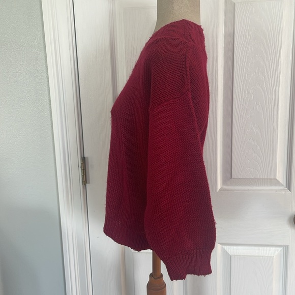 Vintage Alison J Burgundy red pull over cable knit sweater women’s petite P - Picture 6 of 7